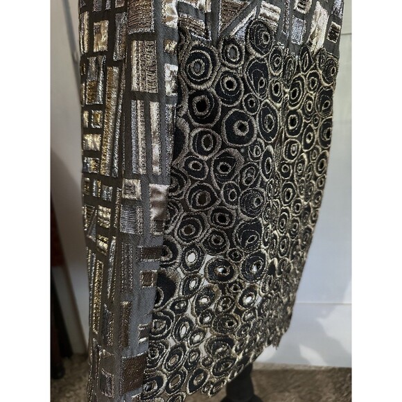Tia Cibani Vintage Vogue Artistic Pencil Skirt Metallic Geometrical Design Sz 8 - Picture 5 of 11